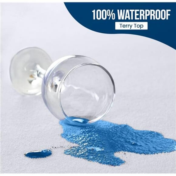 Twin Waterproof Mattress Protector Soft Terry Fitted Cover with Deep Pockets - Picture 2 of 7